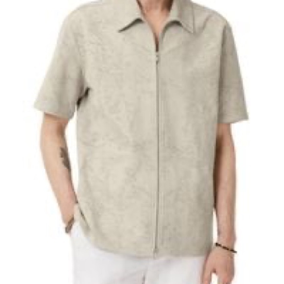 John Varvatos Wade Perforated Suede Leather Zip Front Shirt Jacket NWT 54 US 46 - Picture 3 of 7